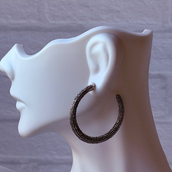 Vintage Chico’s Textured Silver Hoop Earrings Y2K Large Statement Unworn - Picture 12 of 14